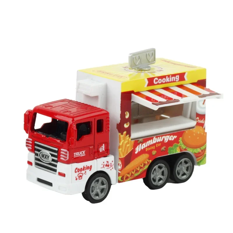 Cute lega Dessert Truck Toys 8CM Cooking Ice Cream Pizza Hamburger Pull-back modello di auto giocattoli decorazione ornamenti per bambini adulti