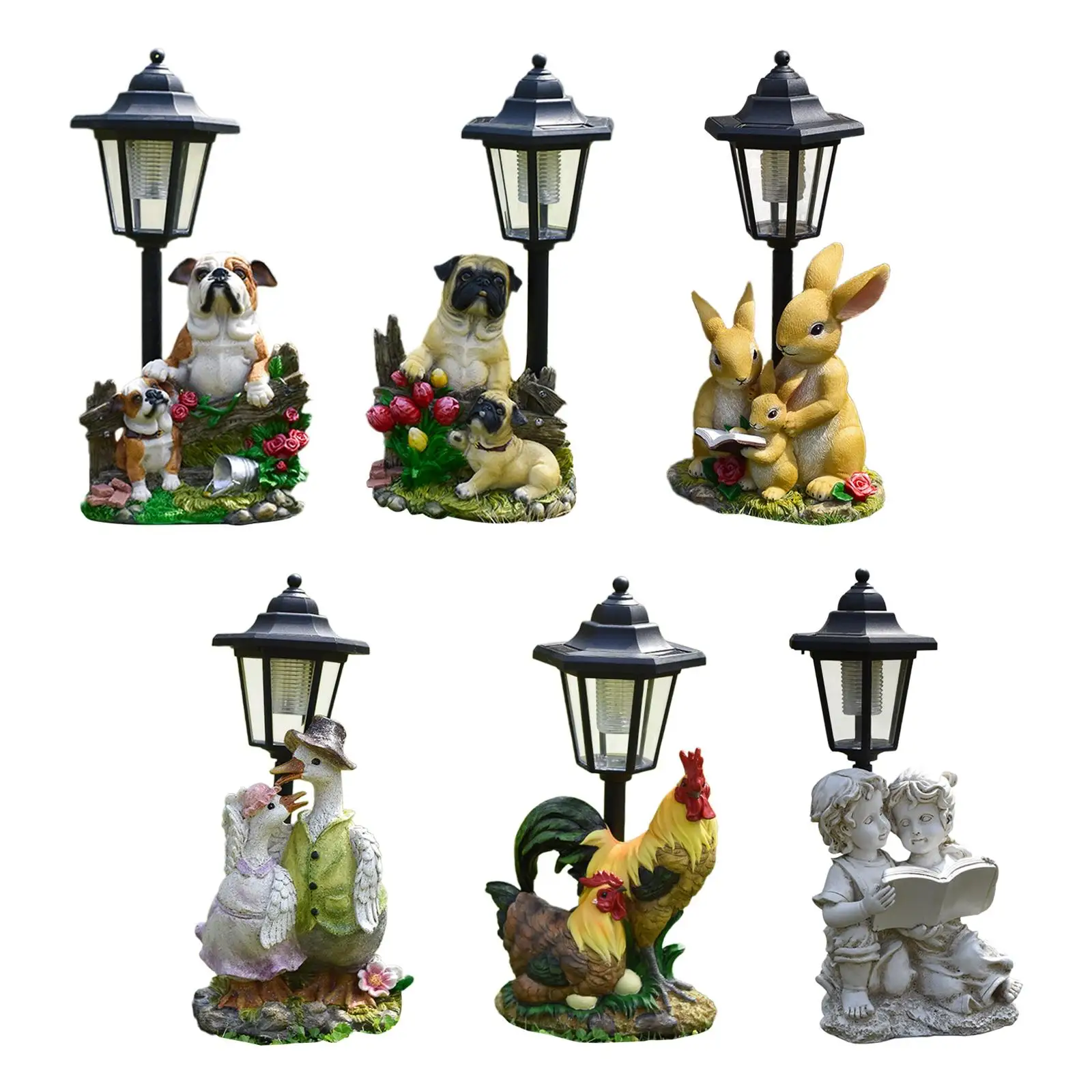 Garden Statue Solar Post Lamp Lovely Decoration for Front Yard Multipurpose