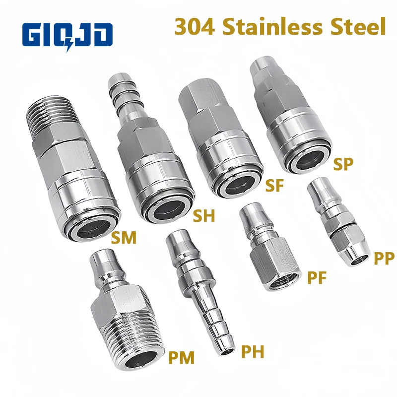 304 Stainless Steel Pneumatic C Type Self-locking Quick Joint SM40 PP SP20 For Air Compressor Accessories Quick Release Fitting