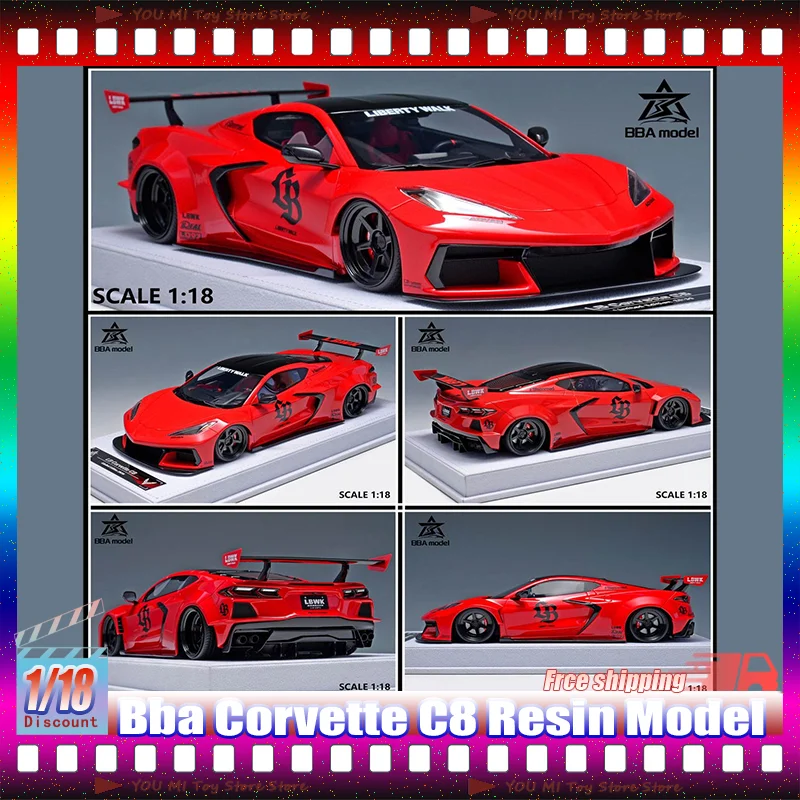 

New In Stock 1:18 Bba Corvette C8 Simulation Resin Miniature Supercar Model Customized Children'S Toys Collection Gifts Ornament