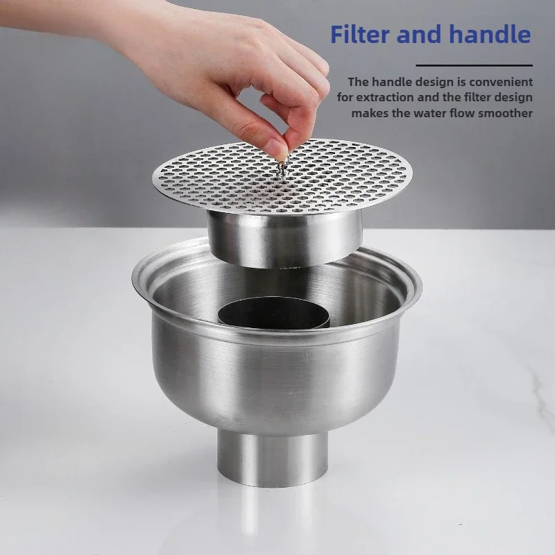 304 stainless steel clean floor drain, hygienic round anti-fouling floor drain for food and pharmaceutical factory workshops