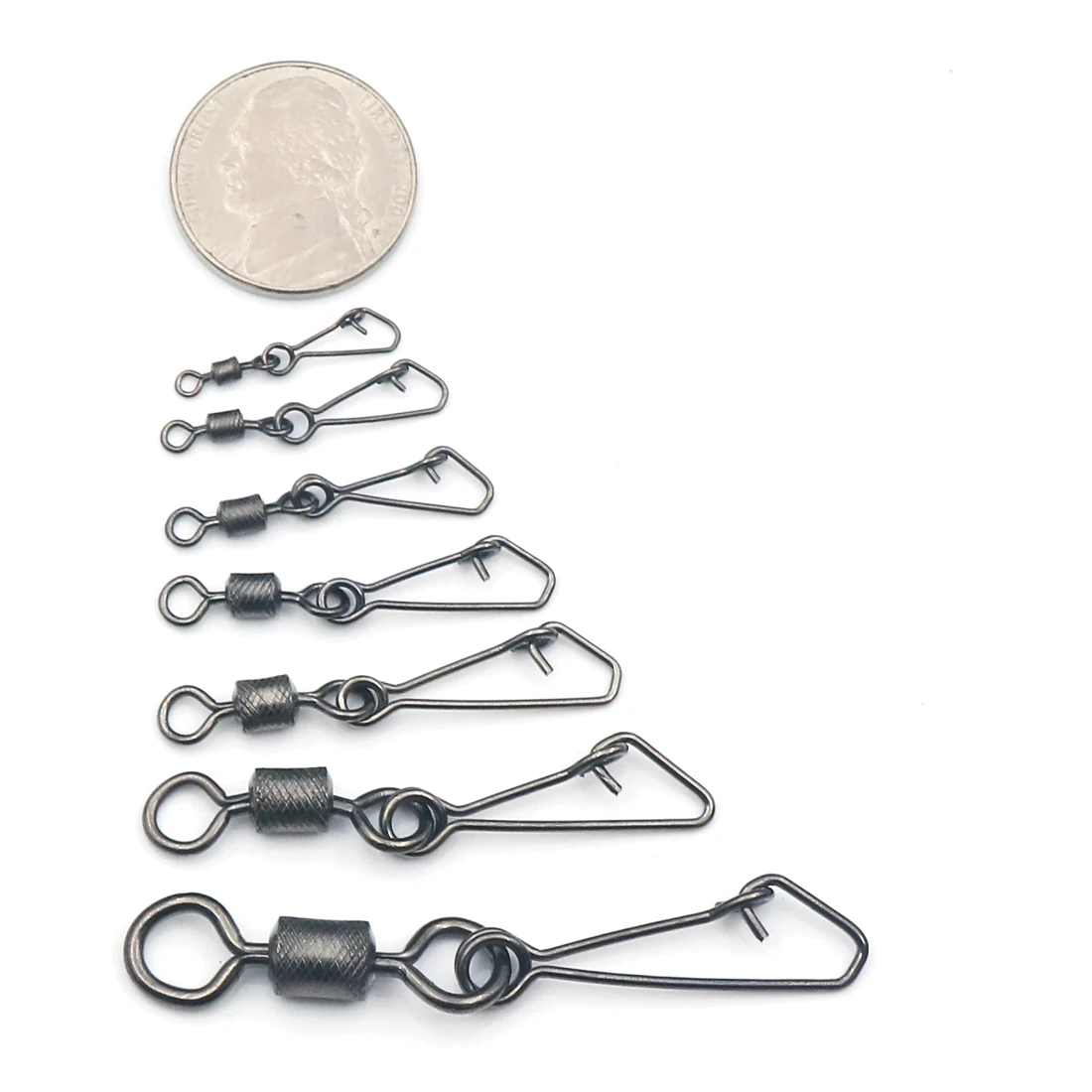 FishTrip 50Pcs Rolling Swivel Hooked Snap Fishing Swivel Snap with Carabiner Stainless Steel Fishing Connector