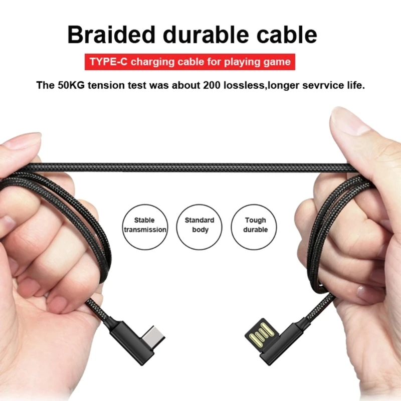 2023 New Double-Sided Reversible Plug Type-C USB Data Cable 90 Degree Elbow Line for Fast Charging on Mobile Phones 1.5M 1.8M