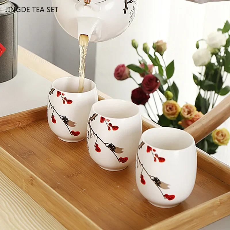 1pc Chinese Ceramic Tea Cup Handmade White Porcelain Teacups Coffee Mug cup Master Tea Set Accessories Household drinkware