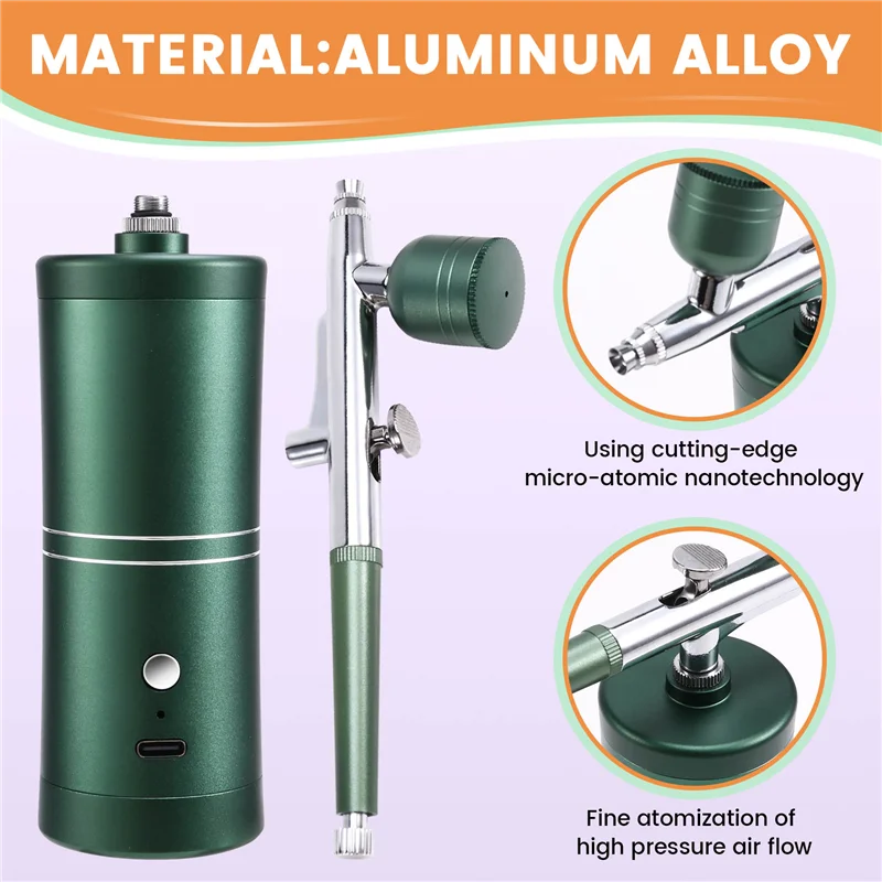 

Airbrush Nail With Compressor Portable For Nail Art Painting Craft Cake Decoration Nano Steam Gun Spray Compressor-B91B