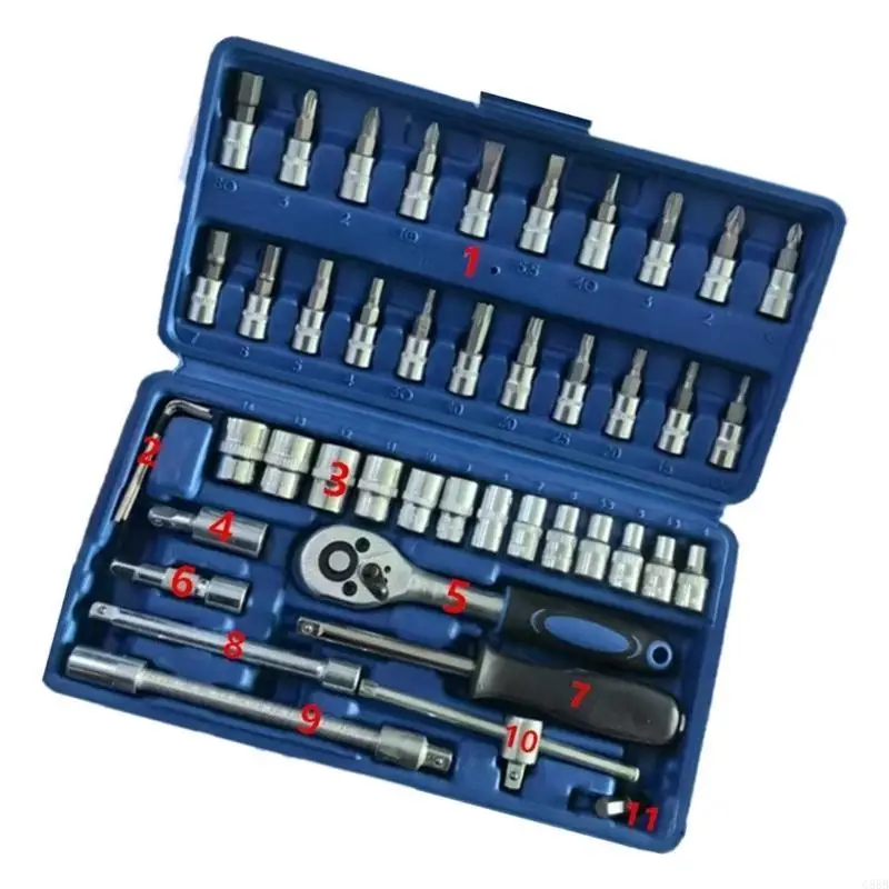 

G88B 46 in 1 Mini Ratchet Screwdriver Set Wrench Narrow Space Repair Steel Multiple Bit Tool with Socket Heads Hand Tool