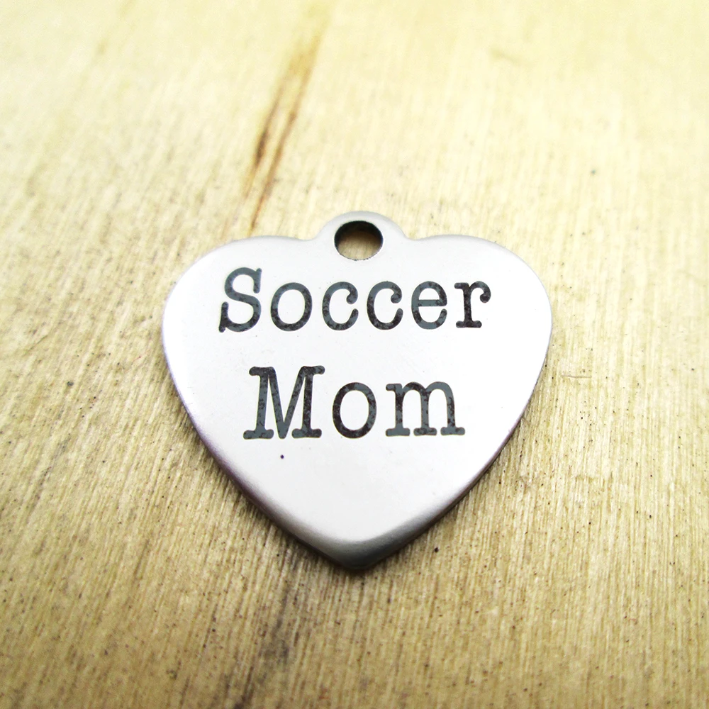 20pcs-soccer Mom stainless steel charms - Laser Engraved - Customized - DIY Charms Pendants