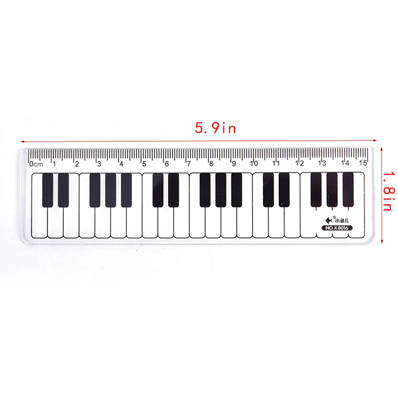 Creative Piano Keyboard Ruler 15cm 6in Musical Terms Black and White Plastic Rulers Student Stationery