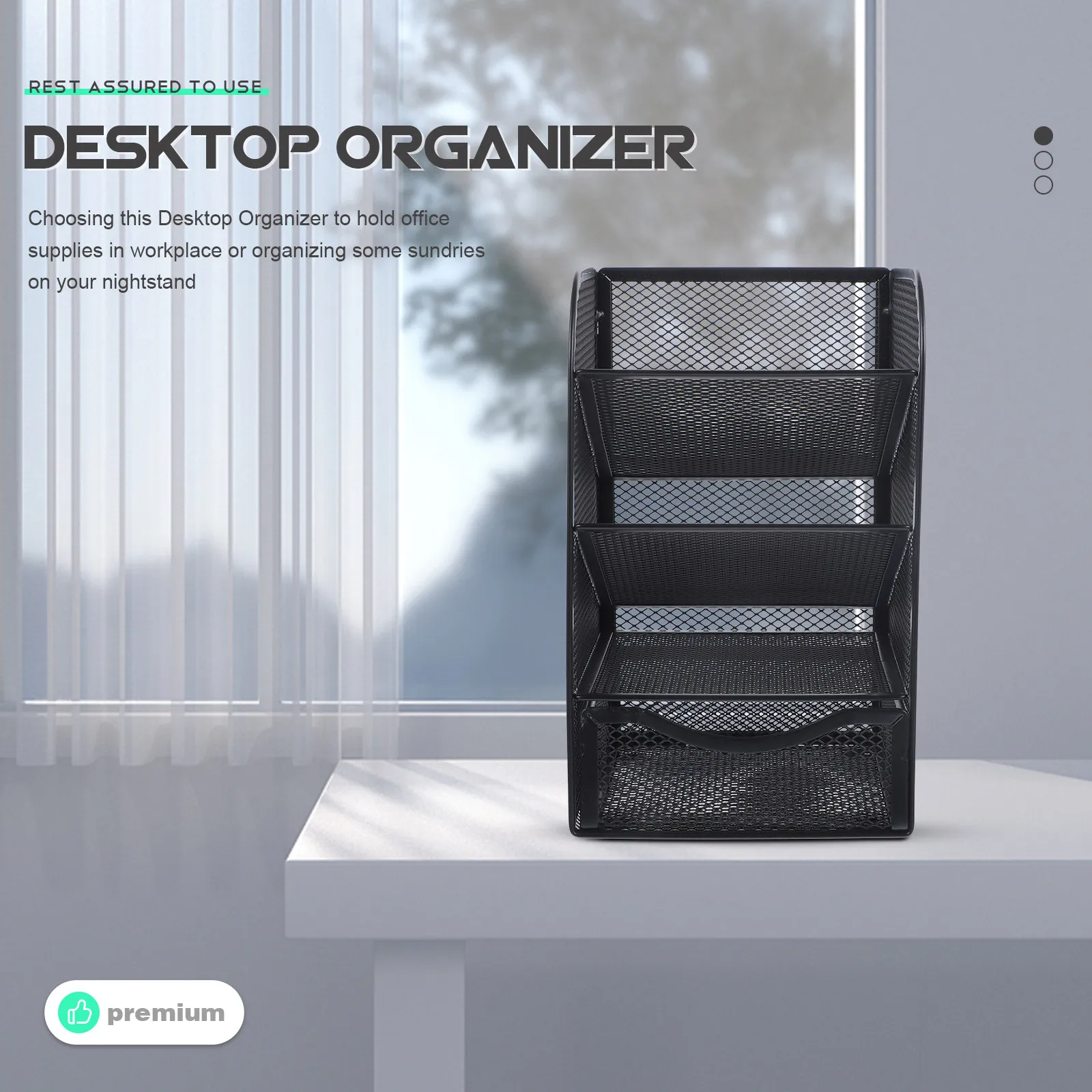 Metal Desktop Organizer with Inclined Pen Cup and Hidden Drawer Stylish Storage Rack for Pens Pencils Phones Remotes Office Desk
