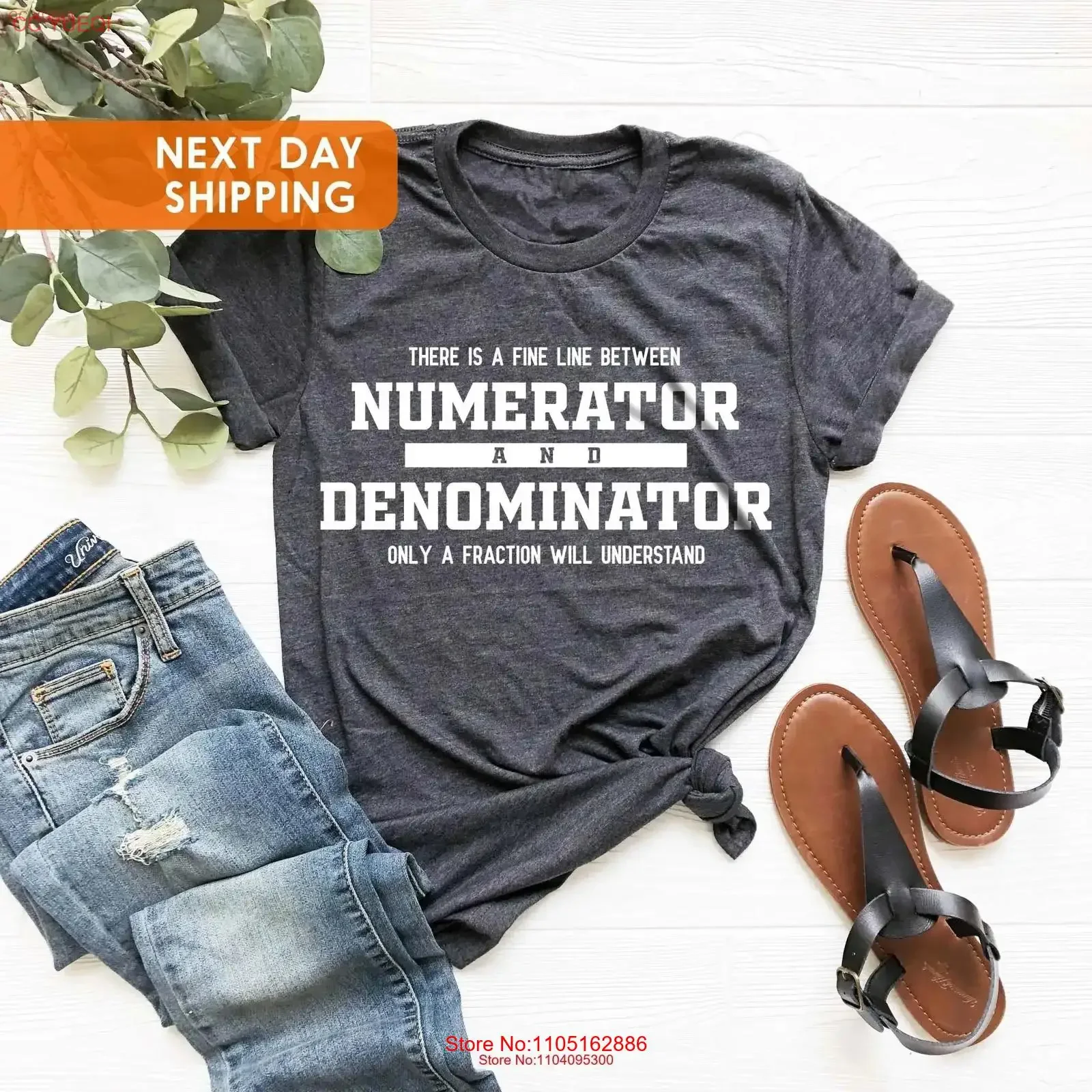 Numerator And Denominator T Shirt For Math Teacher Funny Mathematician School Statistician vintage Washed graphic Comfortable