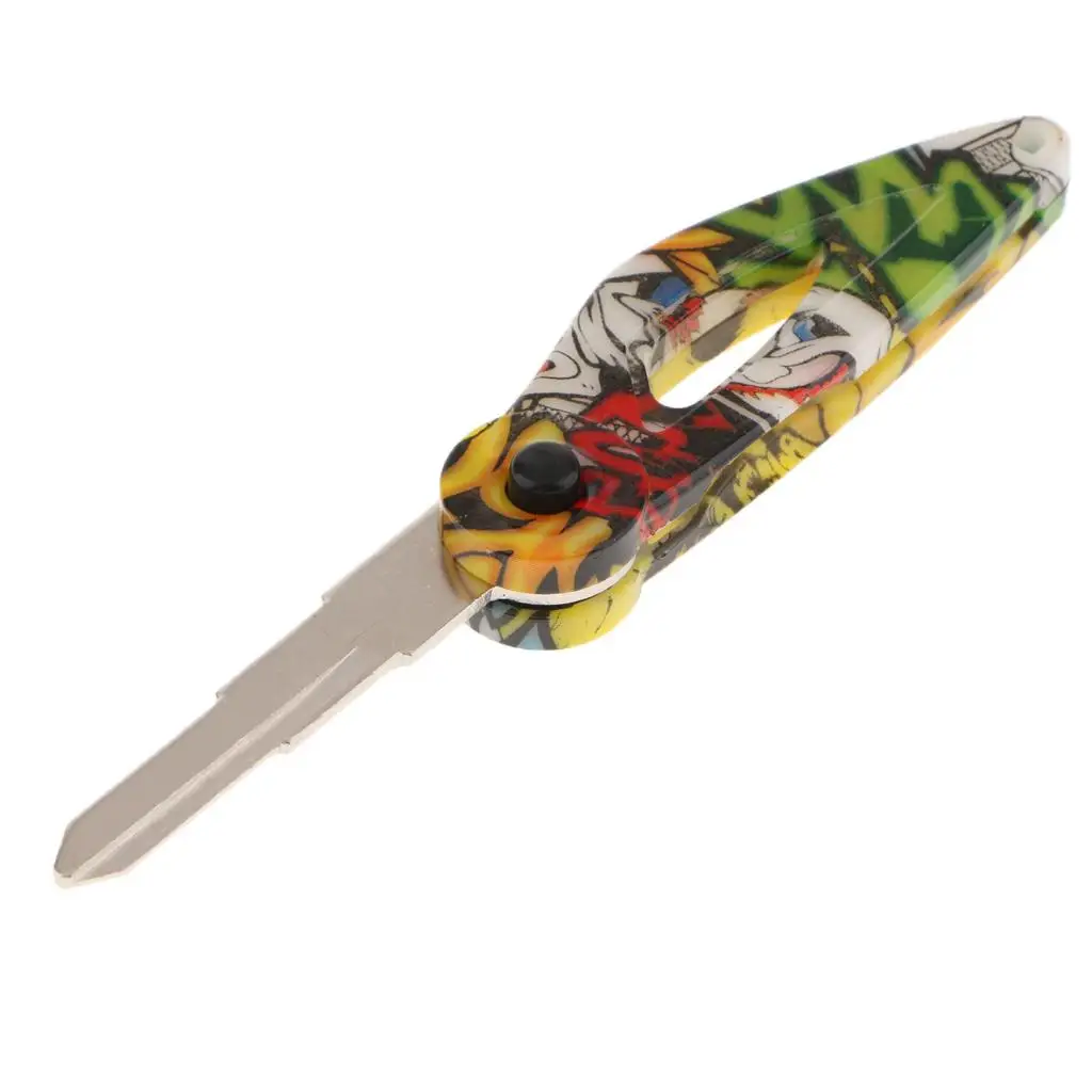 Cartoon Handle Motorcycle 5cm Blank Blade Flip Folding Key Uncut Left Slot A -up Button