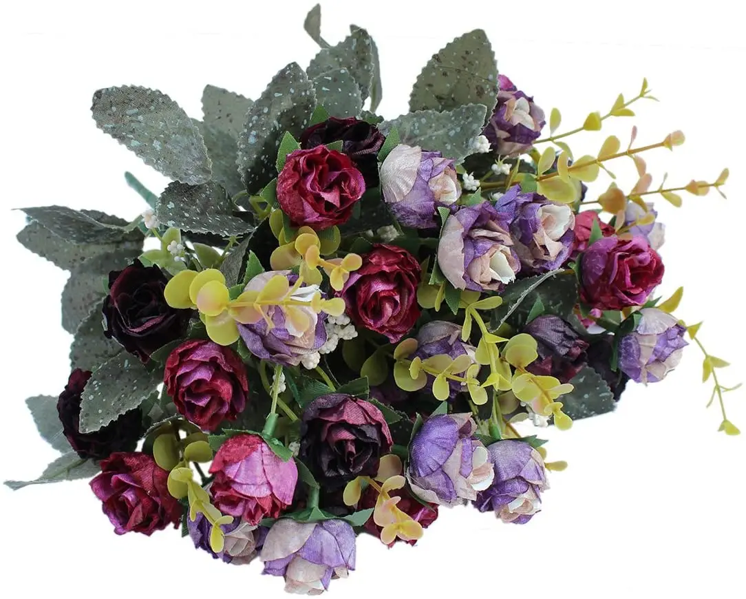 7 zweig 21 Köpfe Künstliche Blumen Bouquet Mini Rose für Braut Dusche Hochzeit Floral Geburtstag Party Home Büro Dekoration – Detail 12