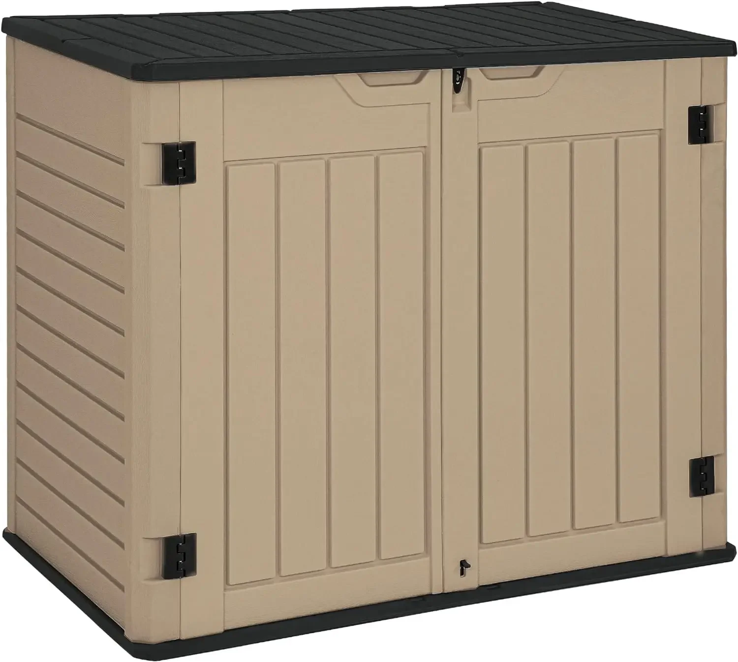 

Outdoor Horizontal Storage Sheds w/o Shelf, 35 Cu Ft Lockable Resin Waterproof Shed, Ideal for Garden Tools, Easy to Assemble