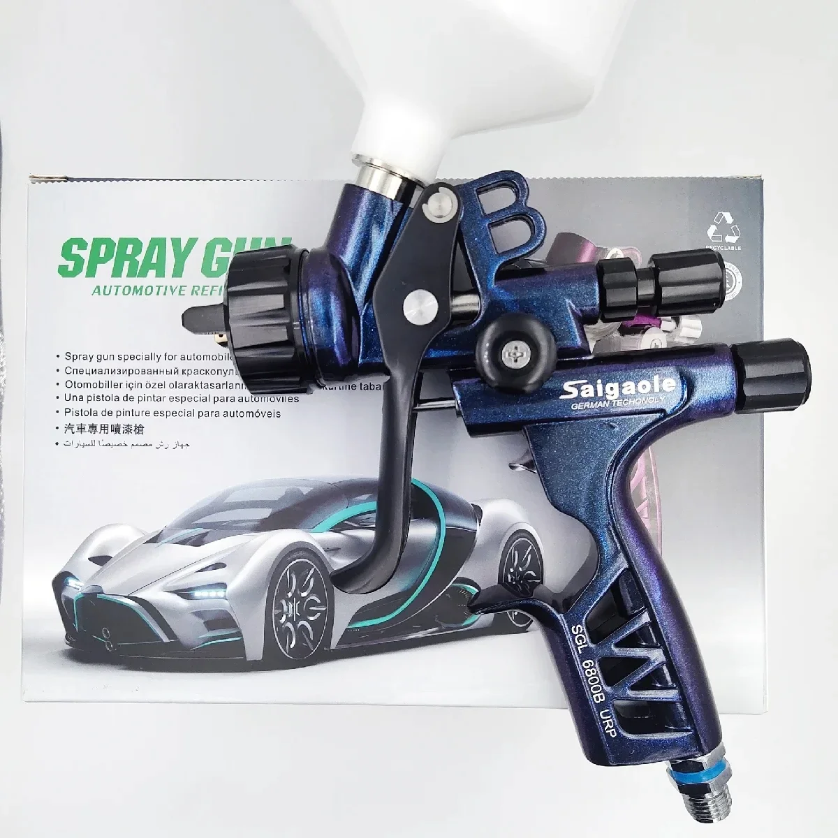 6800B Auto Paint Gun 1.3mm Nozzle HVLP Air Spray Gun High Atomization Body Metal Car Spray Gun