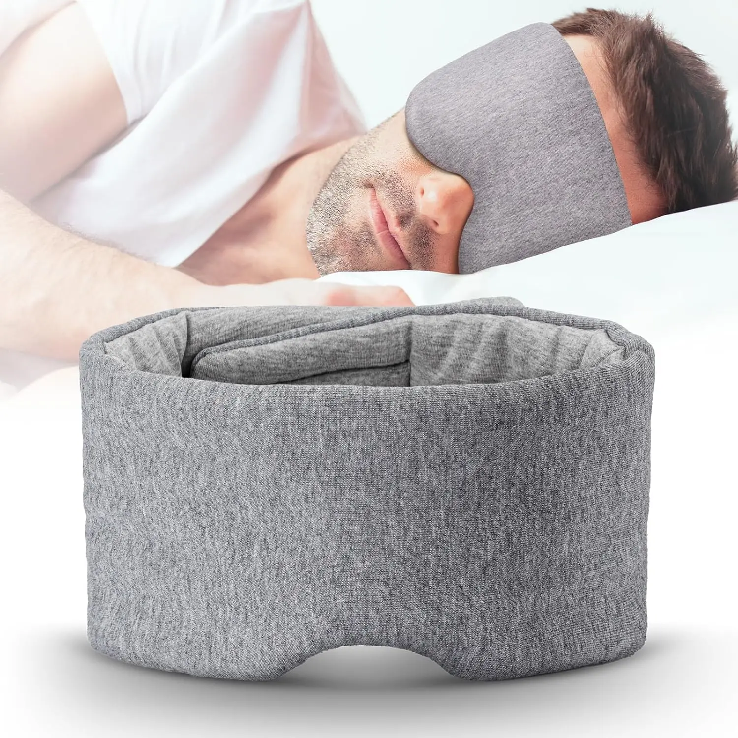 

100% Blackout Sleep Mask for Men Women, Soft Cotton Eye Cover for Side Sleepers, Adjustable Strap