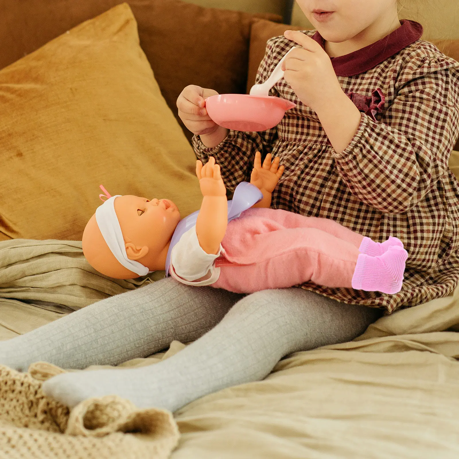 Meias de bebê de 18 polegadas, multicoloridas, macias, adequadas para meninas, conjunto de acessórios para festa de Natal e Halloween, brincadeira de faz de conta