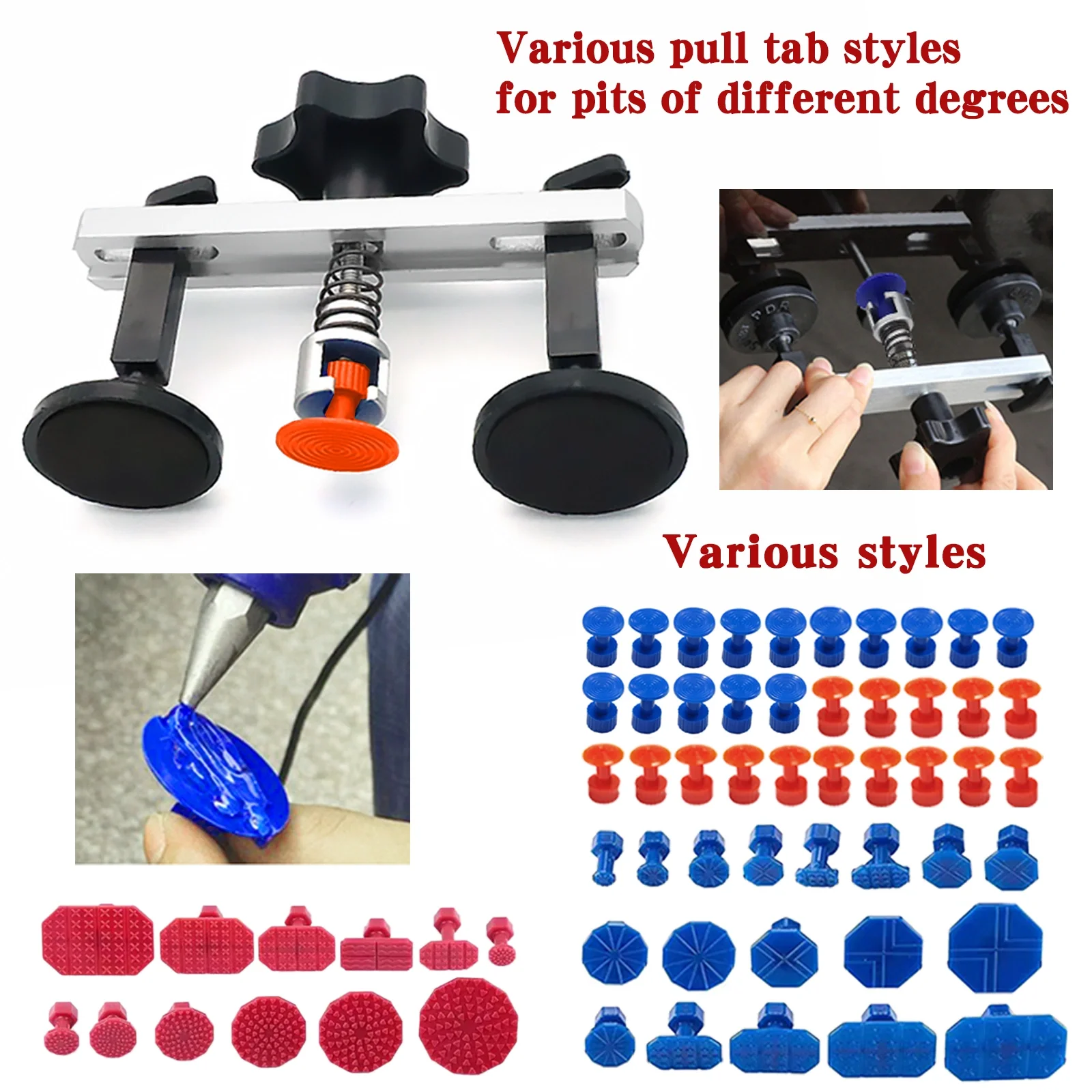 Super PDR 96-piece paint-free dent Repair Kit, automotive Dent removal tool, PDR tool, with Dent lifter kit, bridge lifter, for