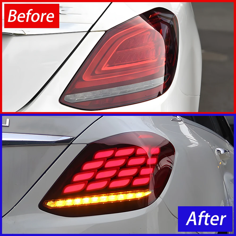High Quality LED Upgrade Dragon Scale Taillight Back Lamps Assembly For Benz C-Class W205 2015-2021 Car Taillights Accessories