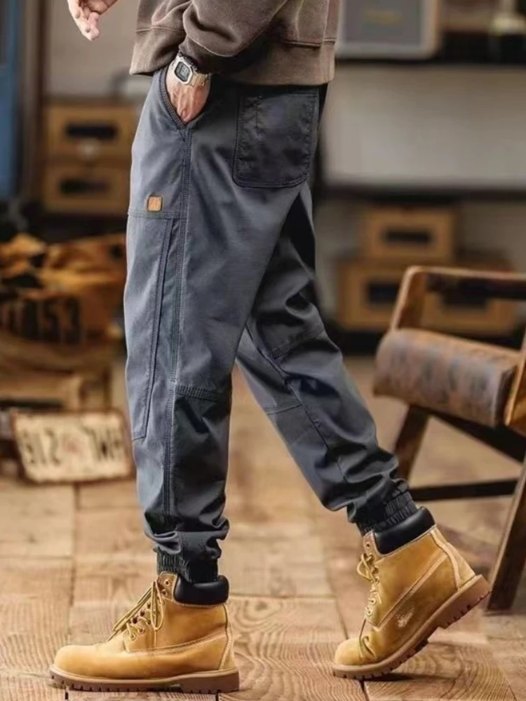 

Мужские зимние свободные брюки с манжетами и флисовой подкладкой в винтажном рабочем стиле, повседневные брюки-карго для активного отдыха ​