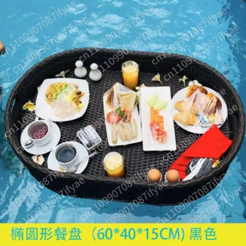Swimming Pool Floating Breakfast Tray Water Vine Weaving Basket Wedding Photography Props Tray Decoration Internet Celebrity