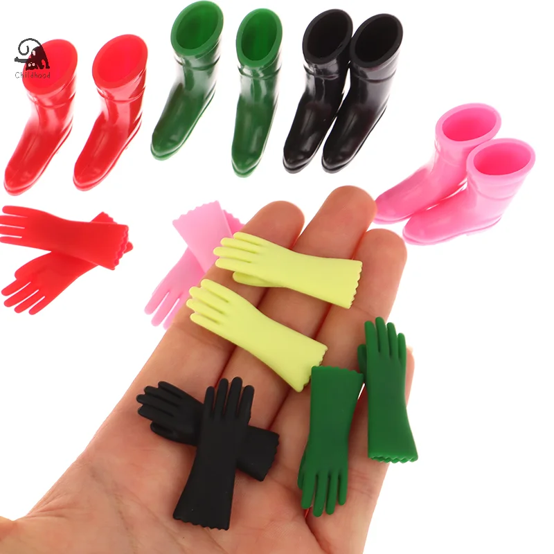 1Set 1:12 Dollhouse Miniature Rain Boots Gardening Gloves Gloves Baking Gloves Laundry Mitts Model Farm Decor Toy