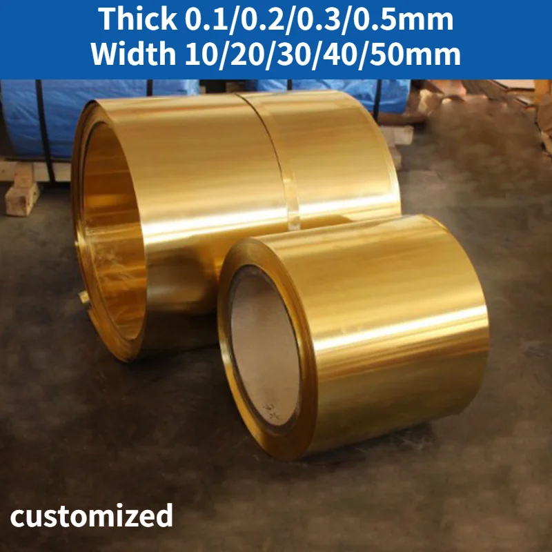 1PC 0.1/0.2/0.3/0.5mmx10/20/30/40/50mmx1000mm Brass Metal Thin Sheet Foil Plate Thick  Industry DIY Experiment Copper Paper