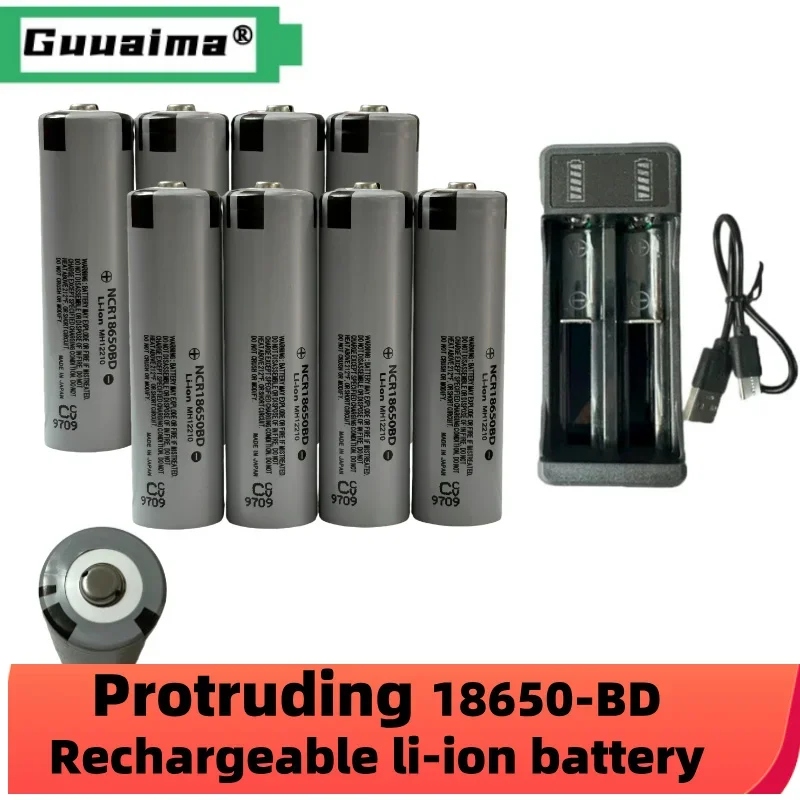 Protruding NCR18650BD 3500mAh 18650 Batteries Pointed Battery 3.7v Lithium Rechargeable Battery 20A Discharge for Flashlight