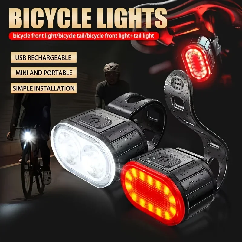 

Cycling Bicycle Front Rear Light Set Bike USB Charge Headlight Light MTB Waterproof Taillight LED Lantern Bicycle Accessories