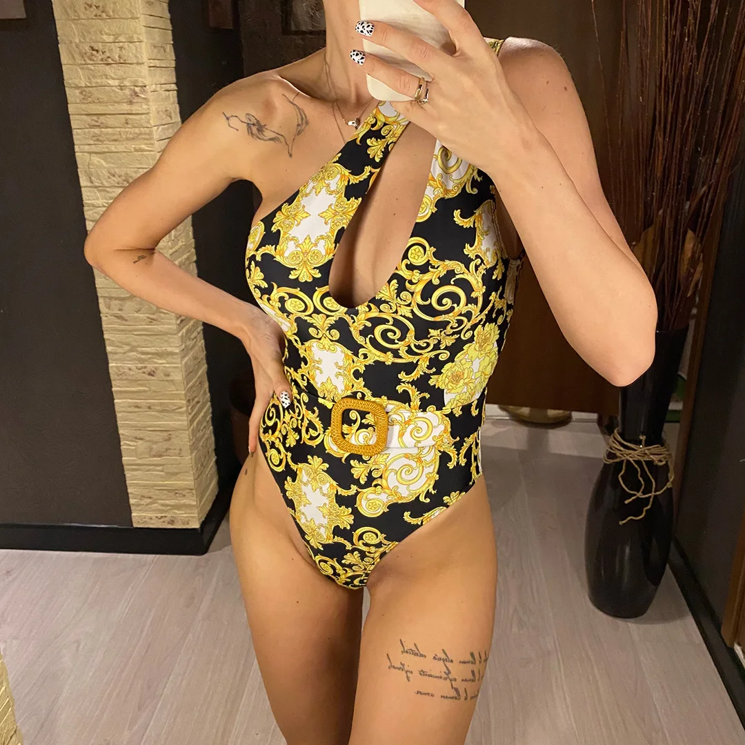 2026 Neuer Sexy One-Shoulder-Badeanzug mit Print und Polsterung, Damen-Bademode, Monokini, Badeanzug, Badebekleidung, Damen-Badeanzug V2034 – Detail 6