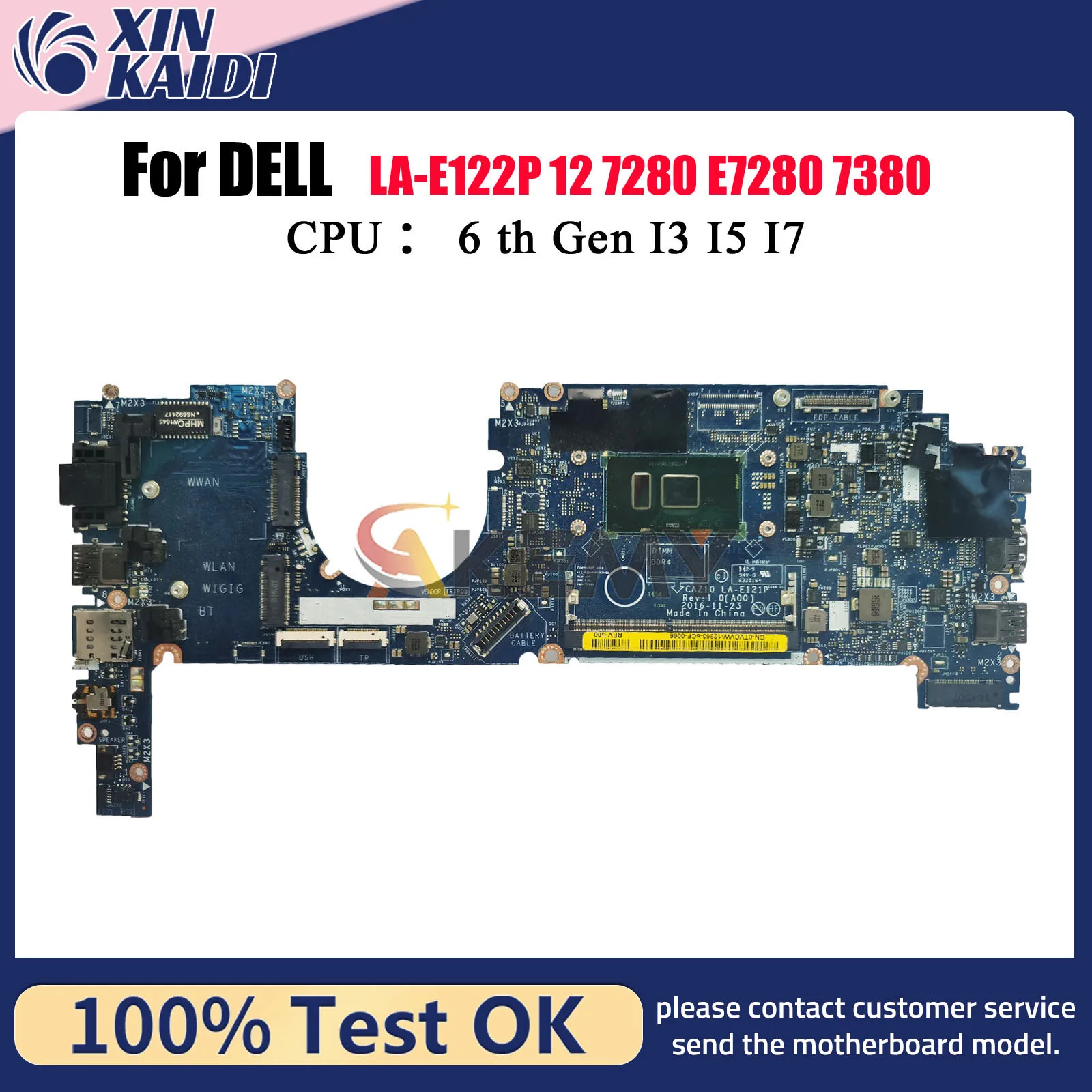 

For Dell Latitude 7280 7380 Notebook Mainboard LA-E121P LA-E122P with i5 i7 6/7th CPU 0R5YF6 0HP2CR 0Y044T 0NYJY5 100% Tested OK