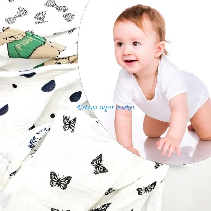 090B طفل ملابس التجشؤ 2-Layer التمريض مريلة تنفس مريلة لطيف طباعة الطفل وشاح للرقبة