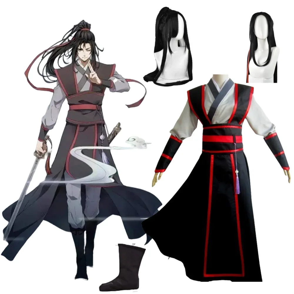 

Anime mo dao zu shi Wei Wuxian Cosplay Costume Kimono Black Hanfu Uniform Halloween Christmas Party Clothes