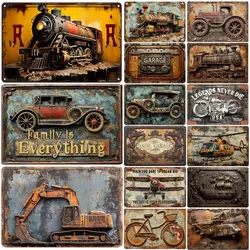 Vintage Old Style Truck Train Posters Plaque Metal Aluminum Signs Decorative Plates for Club Man Cave Bar Hotel Cafe Wall Decor