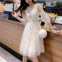 Casual Summer Dresses Women 2024 Elegant Fashion A Line Vestidos Sweet Girls Sexy Korean Style Printed Chiffon Vintage Dress Y2k