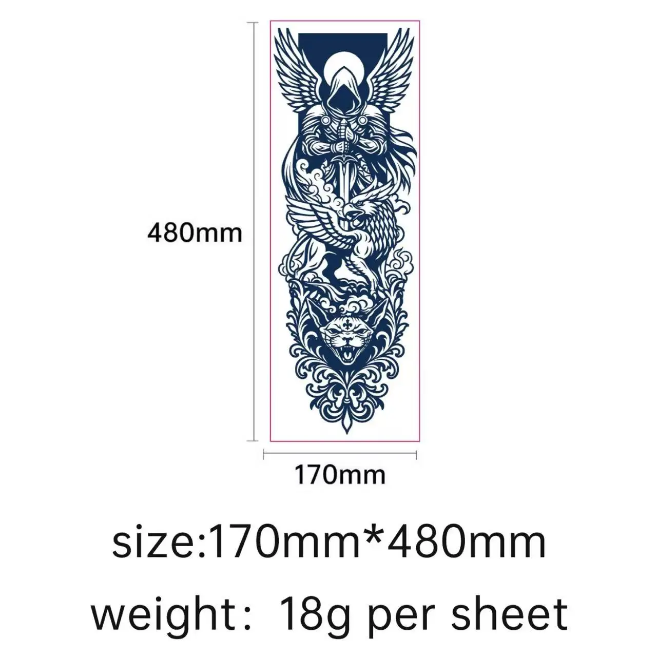 ダークハーブジュースフルスリーブタトゥーステッカー、セミパーマネント防水、ノングレアボディアートデカール（腕用）