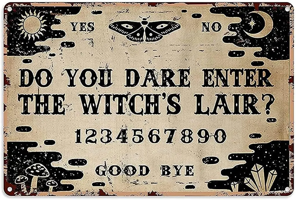 Witch Decorations for Home Do You Dare Enter The Witch's Lair Metal Tin Sign Kitchen Pub Novelty Coffee Bar Club Wall Poster