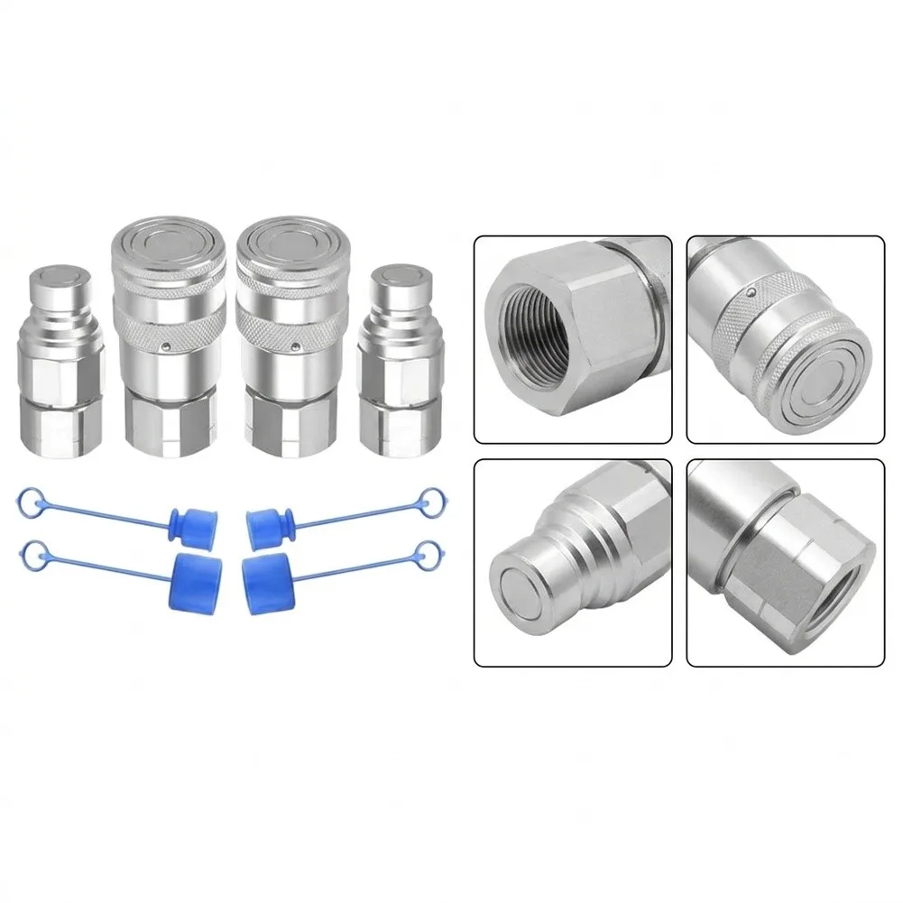 Flat Face Hydraulic for Quick Connect Coupler Set with Cap for 5076 PSI Working Pressure and 23 GPM for maximum Flow Rate