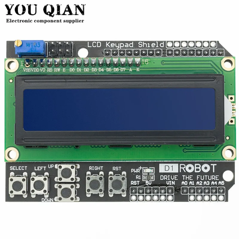 1PCS LCD Keypad Shield LCD1602 LCD 1602 Module Display For Arduino ATMEGA328 ATMEGA2560 raspberry pi UNO blue screen
