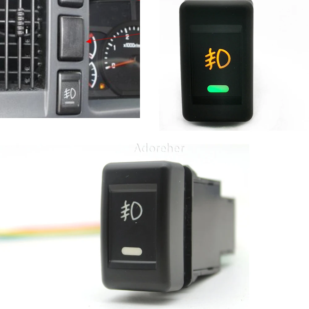 1PC Car LED Light Switch Front Fog Lamp Switch Push Button With Wire Compatible for Isuzu KV100 700P