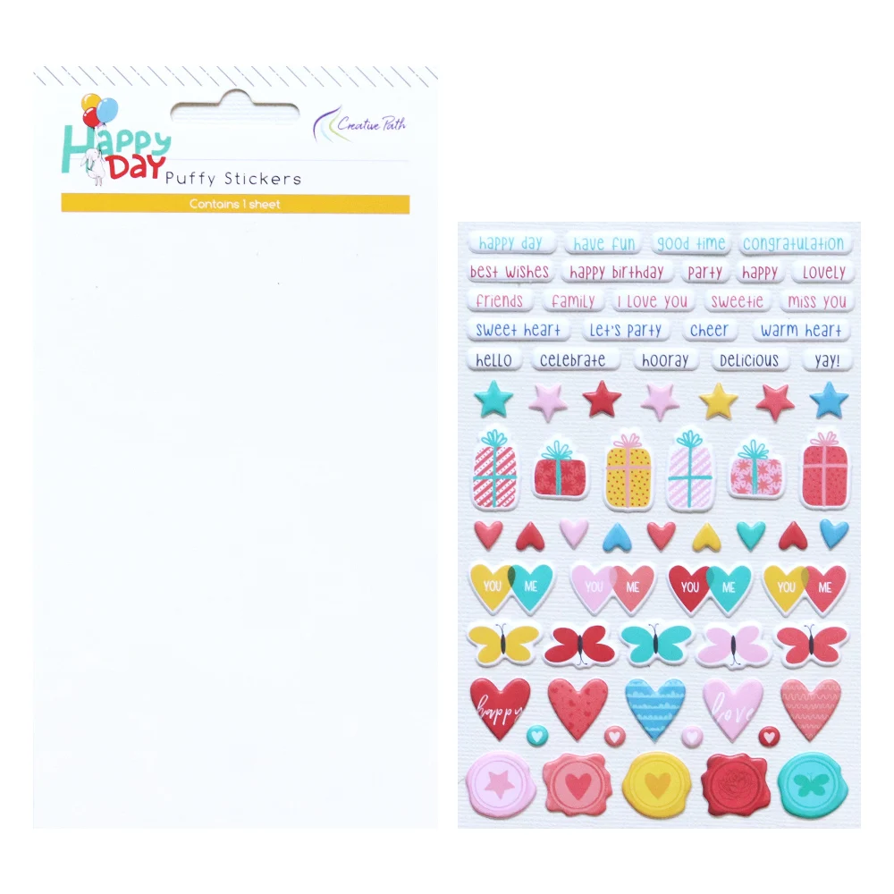 Creative Path Puffy Mini Scrapbooking Journaling Sticker Wiederverwendbare Kleine Vase Stern Herz Motivierende Sätze Deko-Sticker – Detail 12