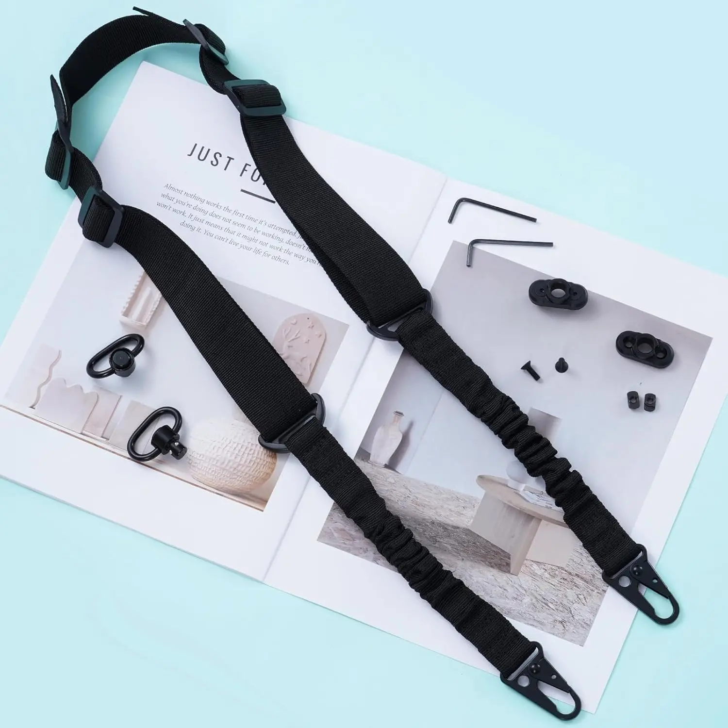 Imbracatura per fucile QD a 2 punti con regolatore di lunghezza Cinghia per imbracatura multi-missione Sport all'aria aperta Fucile tattico AR AK Imbracatura QD per pistola universale