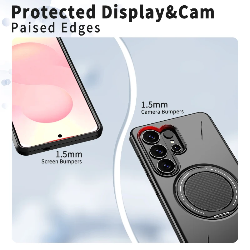 For Magsafe Magnetic 360 ° Rotating Metal Car Holder Hard PC+Soft TPU Phone Case For Samsung S26 Ultra S24 S23 S25 Ultra Plus FE view 4