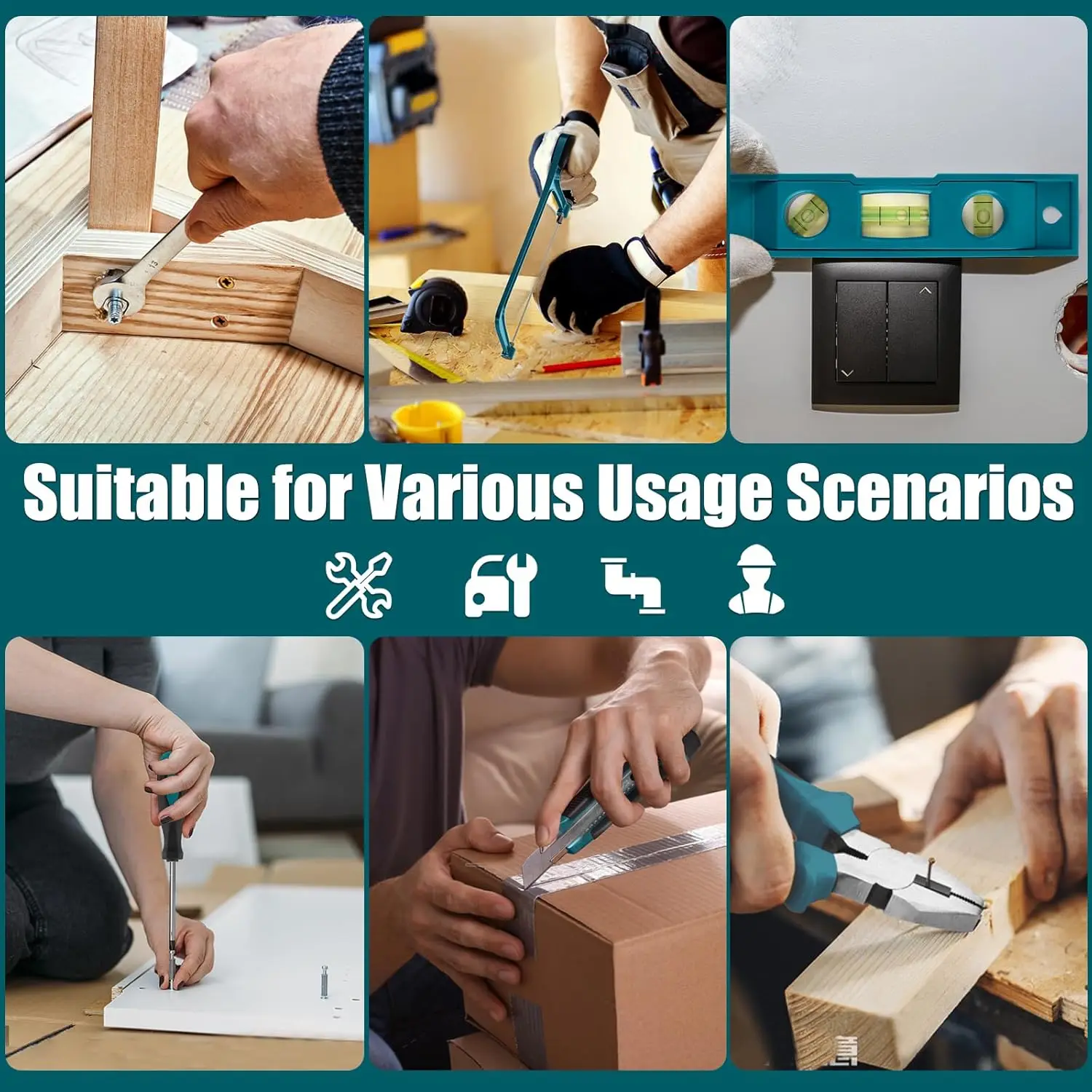 Home Tool Kit 257-PCs Household Basic Repair Tool Set for Men Women General Hand Mechanic's Tool Set Screwdriver Set Wrench Set