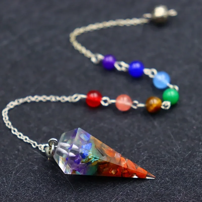 7 Chakra Healing Crystals Pendulum for Dowsing Divination Quartz Natural Stone Pendulums Reiki Pendant Pendulo Hexagonal Column