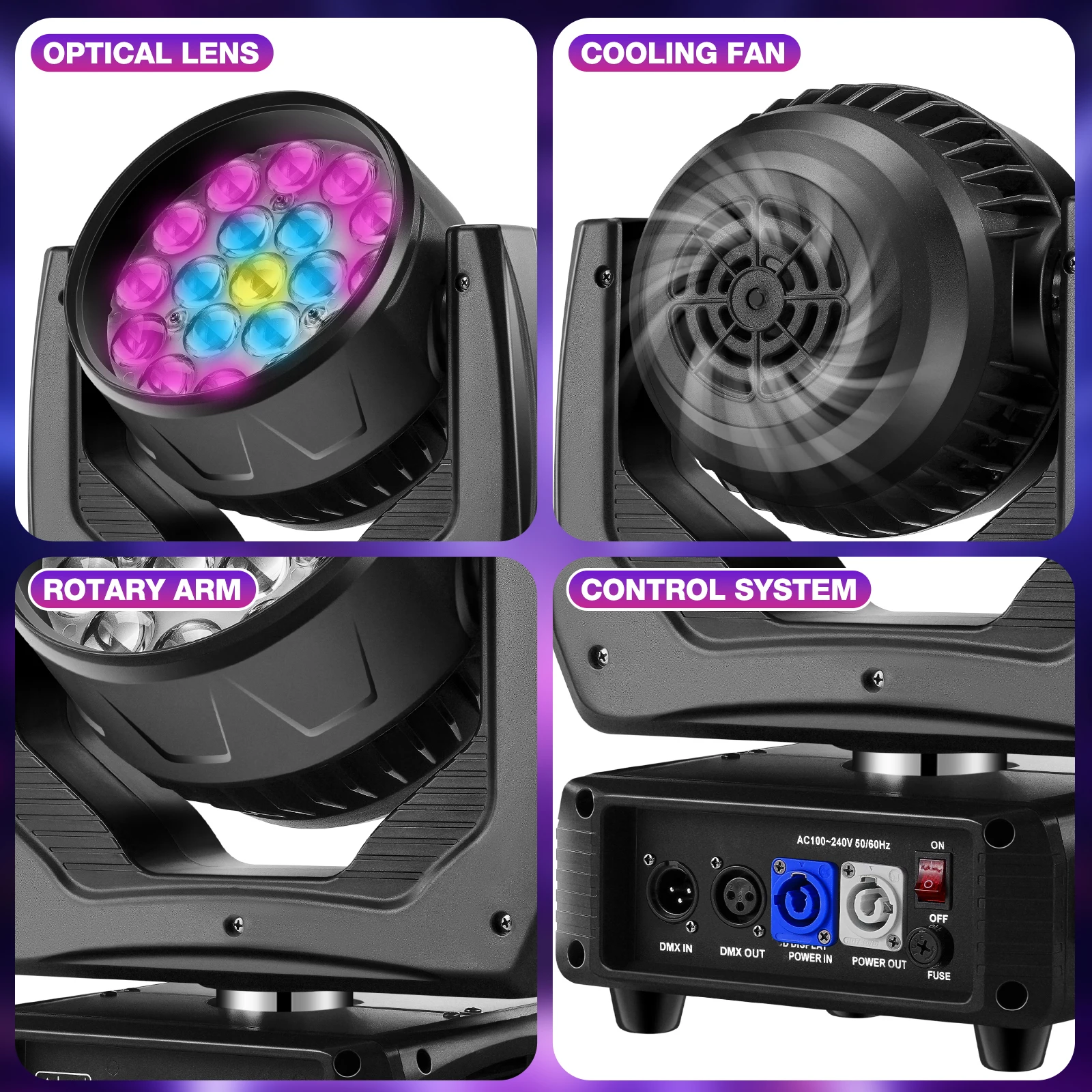 19x15 واط RGBW الأسود الاسمية ضوء LED تتحرك رئيس المهنية DMX512 ل KTV DJ ديسكو بار حفلة المناظر الطبيعية الخلابة منطقة البناء الديكور