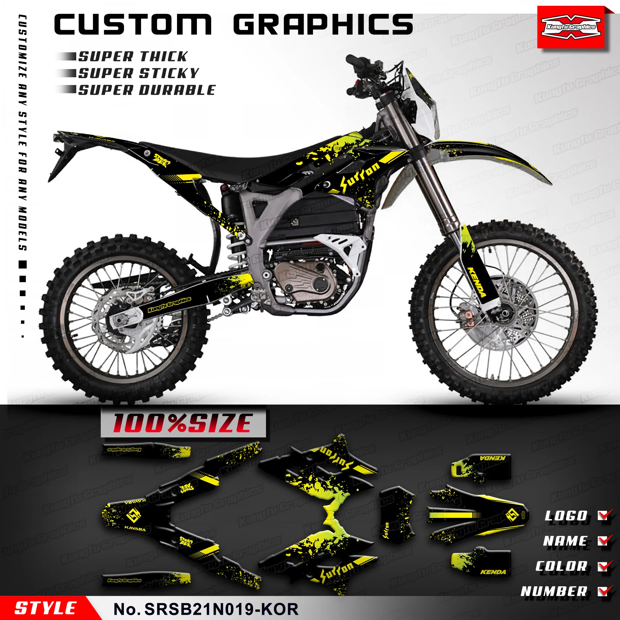 

KUNGFU GRAPHICS MX Stickers Enduro Adhesive Decals for Storm Bee Dirt eBike, SRSB21N019-KOR