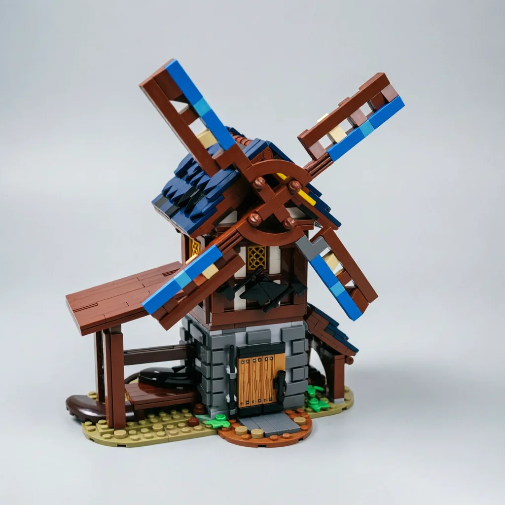 Medieval Windmill House Building Block Set,European Village Building Diorama Model,Birthday Toys Gifts
