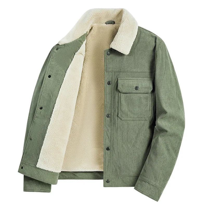 

Corduroy Jaet Men's Warm Casual Collar Cotton Clothes Trendy Autumn Winter New Sle Loose Fit Youthful Polyester Fiber Fil...