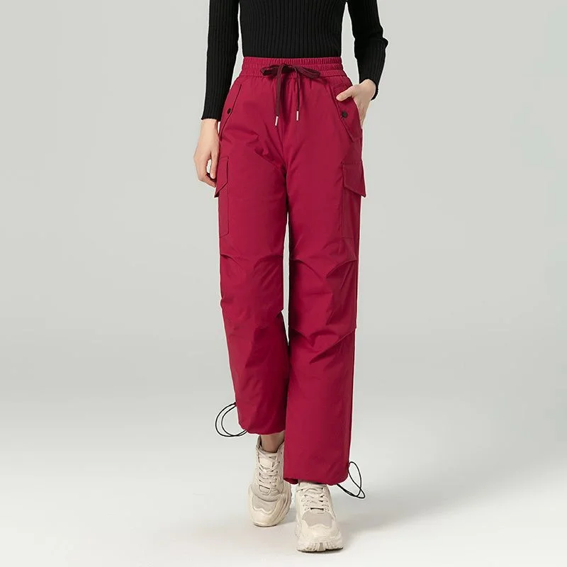 Down Cotton Pants for Women Straight Leg Oversized Thick Fashionable Slim High Waisted Casual Cotton Pants for Women