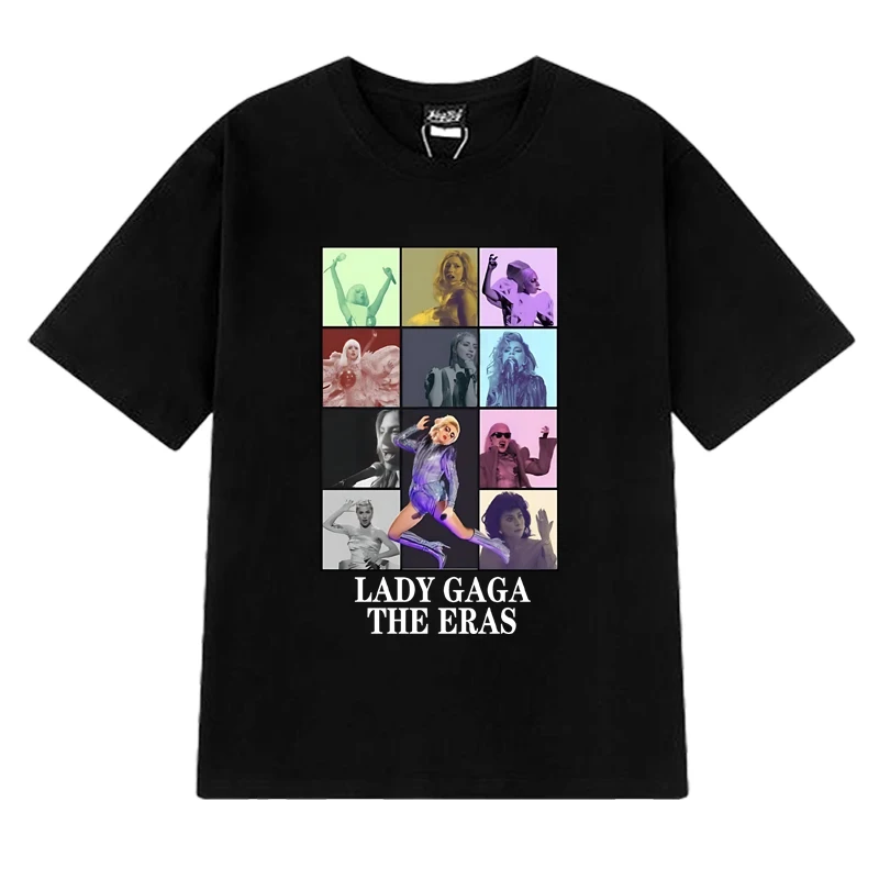 

Hot Sale Lady Gaga The Eras music Graphic T shirt Men Women Fashion Y2k short sleeve T-shirts New Unisex 100% Cotton clothing